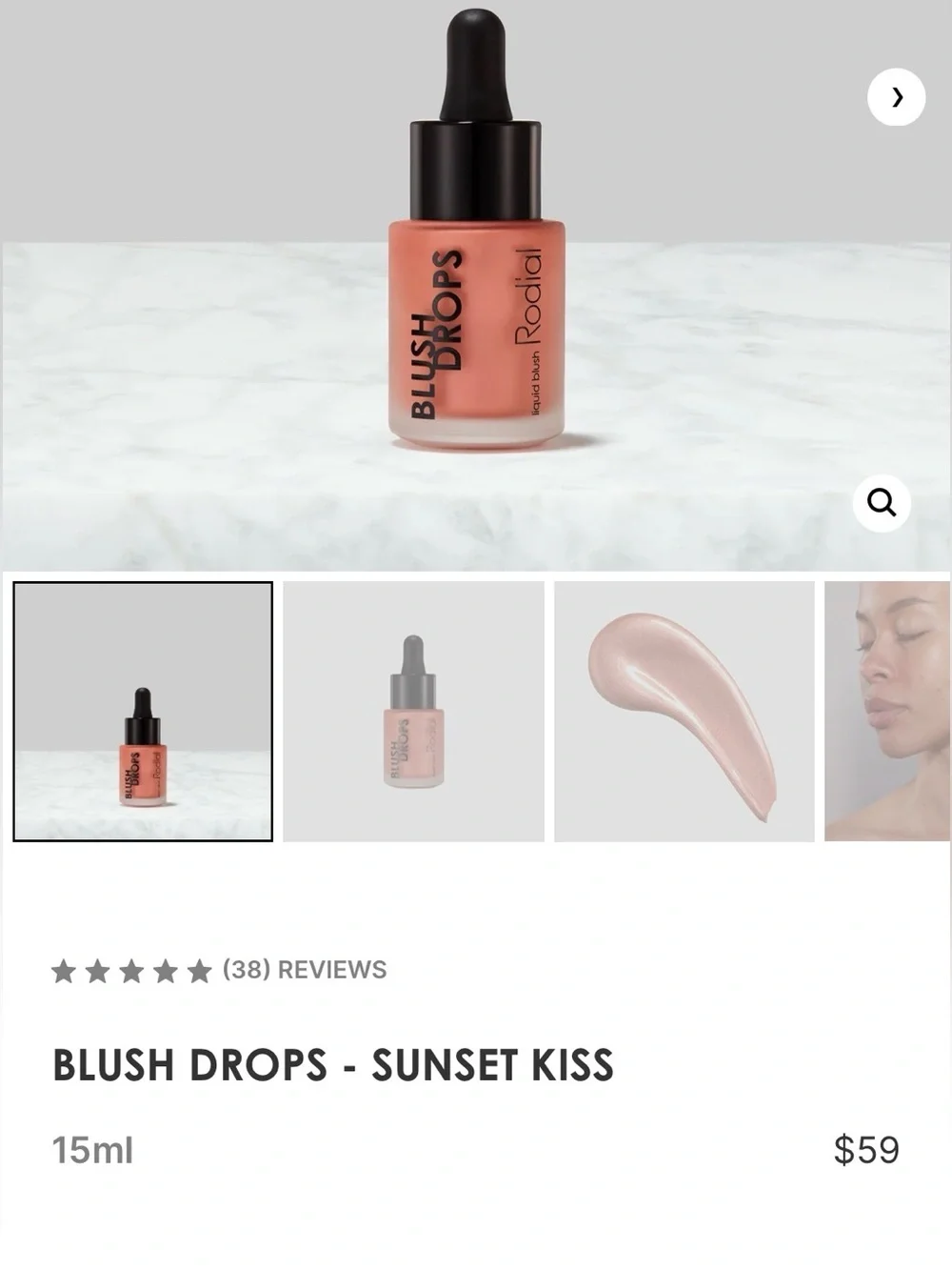 Never used!! Rodial Blush Drops Liquid Blush — Shade: Sunset Kiss